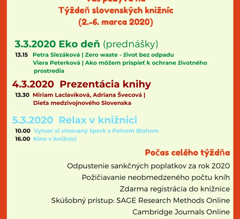 týždeň slovenských knižníc 2020