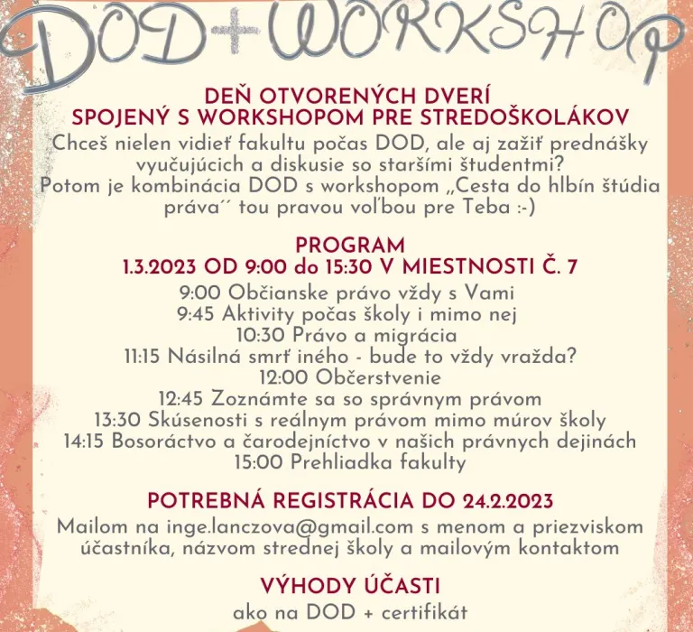 Deň otvorených dverí spojený s workshopom pre stredoškolákov