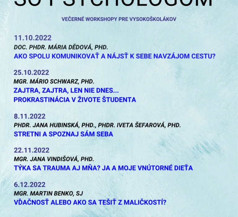 Večerné workshopy pre psychológov