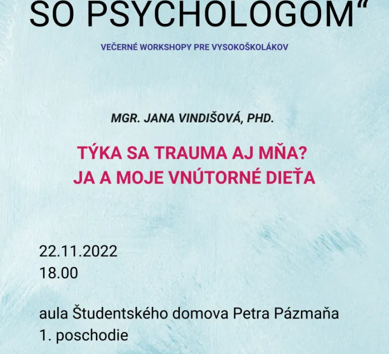 "Na slovíčko so psychológom", večerné workshopy pre študentov