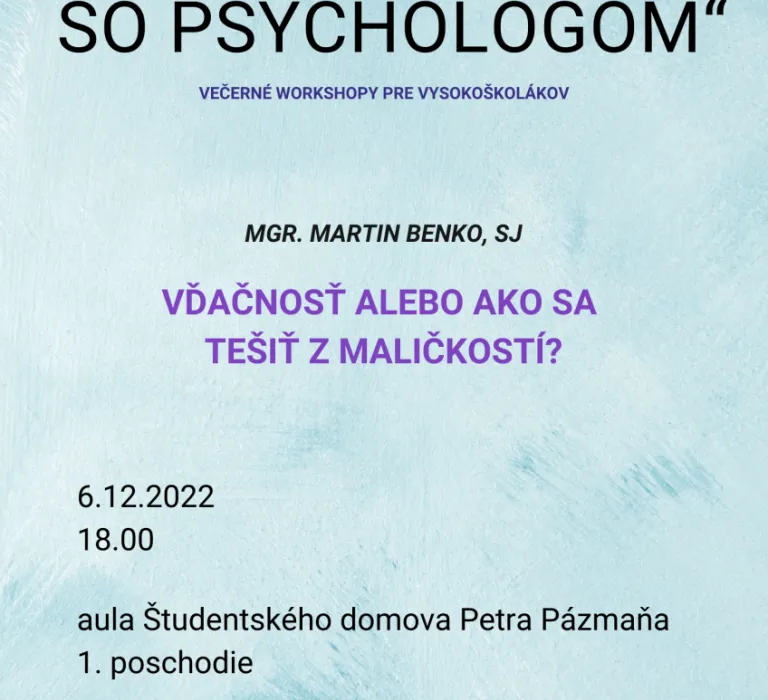 "Na slovíčko so psychológom", večerné workshopy pre študentov